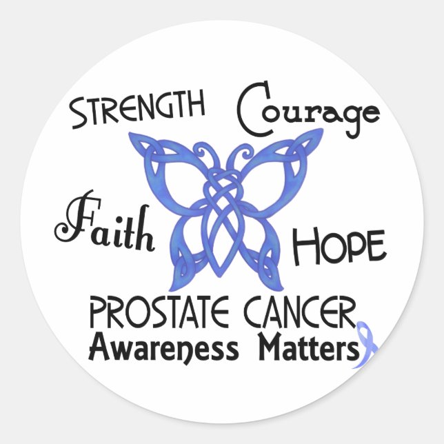 Prostate Cancer Celtic Butterfly 3 Classic Round Sticker (Front)
