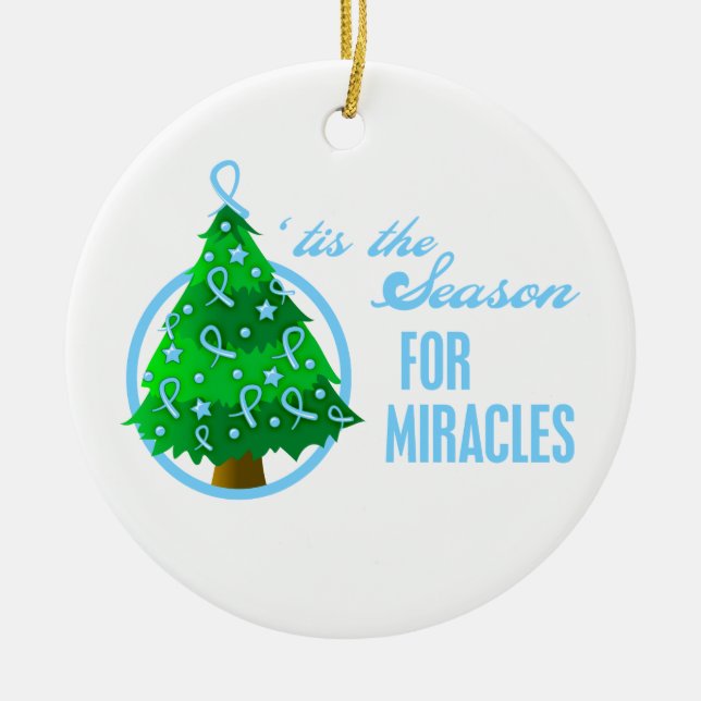 Prostate Cancer Christmas Miracles Ceramic Ornament (Front)