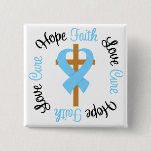 Prostate Cancer Faith Hope Love Cross Pinback Button