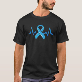 Prostate Cancer Fighter Heartbeat Tee Blue Ribbon