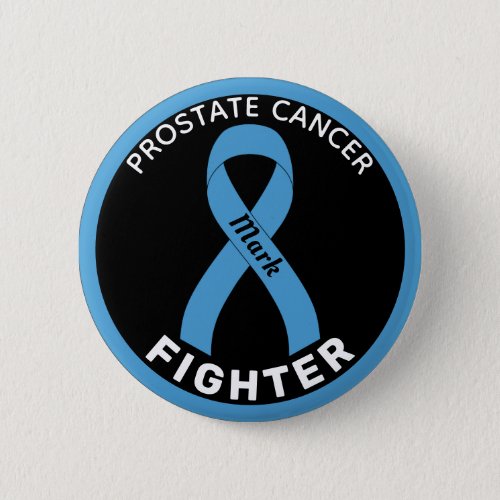 Prostate Cancer Fighter Ribbon Black Button
