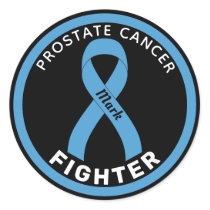 Prostate Cancer Fighter Ribbon Black Classic Round Sticker