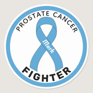 Prostate Cancer Fighter Ribbon White  Classic Round Sticker