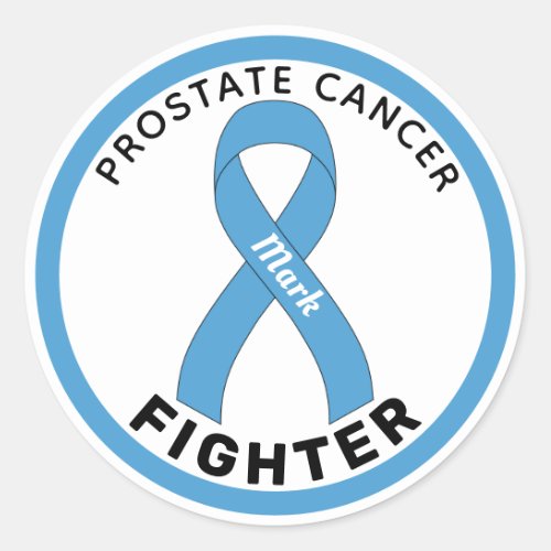  Prostate Cancer Fighter Ribbon White  Classic Round Sticker