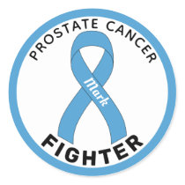 Prostate Cancer Fighter Ribbon White  Classic Round Sticker