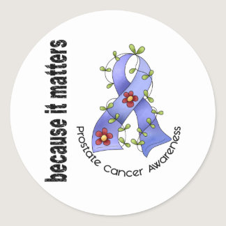 PROSTATE CANCER Flower Ribbon 3 Classic Round Sticker