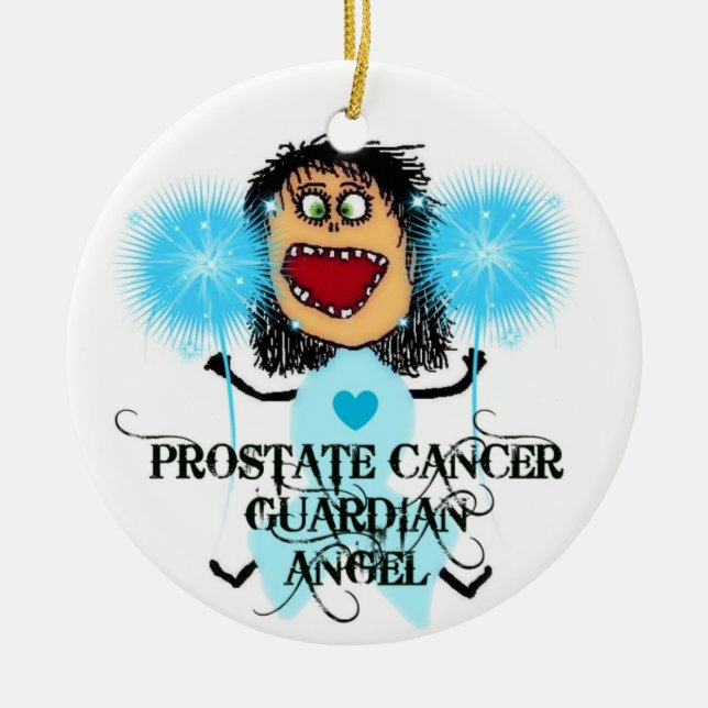 Prostate Cancer Guardian Angel Ceramic Ornament (Front)