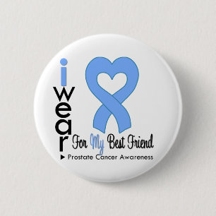 Prostate Cancer Heart Ribbon BEST FRIEND Pinback Button