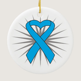 Prostate Cancer Heart Ribbon Ceramic Ornament