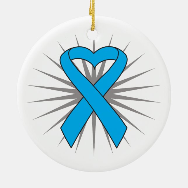 Prostate Cancer Heart Ribbon Ceramic Ornament (Back)