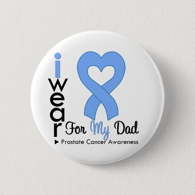 Prostate Cancer Heart Ribbon DAD Pinback Button (Front)