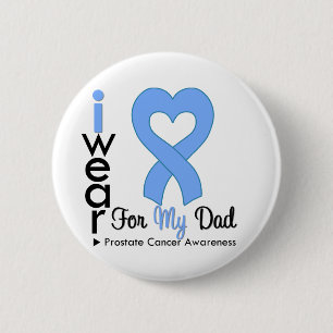 Prostate Cancer Heart Ribbon DAD Pinback Button