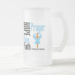 Prostate Cancer Hope Love Faith Prayer Cross Frosted Glass Beer Mug