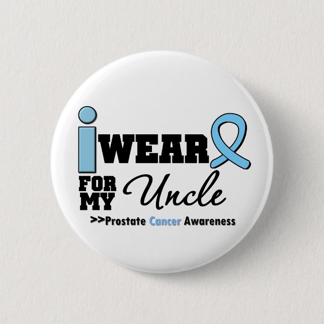 Prostate Cancer I Wear Light Blue Uncle Pinback Button (Front)