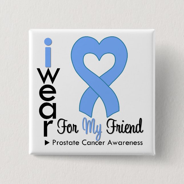 Prostate Cancer Light Blue Heart Ribbon FRIEND Pinback Button (Front)