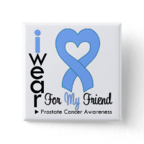 Prostate Cancer Light Blue Heart Ribbon FRIEND Pinback Button