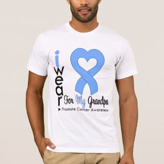 Prostate Cancer Light Blue Heart Ribbon GRANDPA T-Shirt