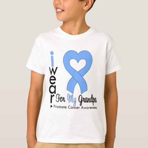 Prostate Cancer Light Blue Heart Ribbon GRANDPA T_Shirt