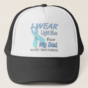 Prostate Cancer Light Blue Ribbon Awareness Logo Trucker Hat