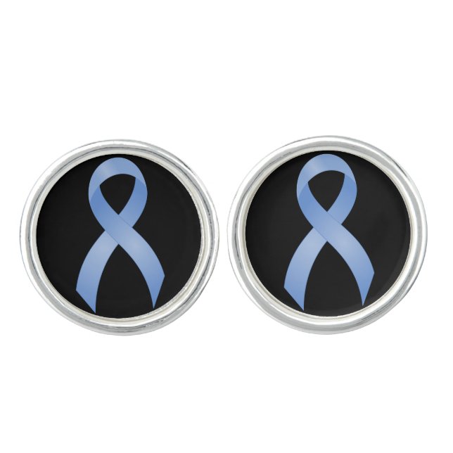 Prostate Cancer Light Blue Ribbon Cufflinks (Front)