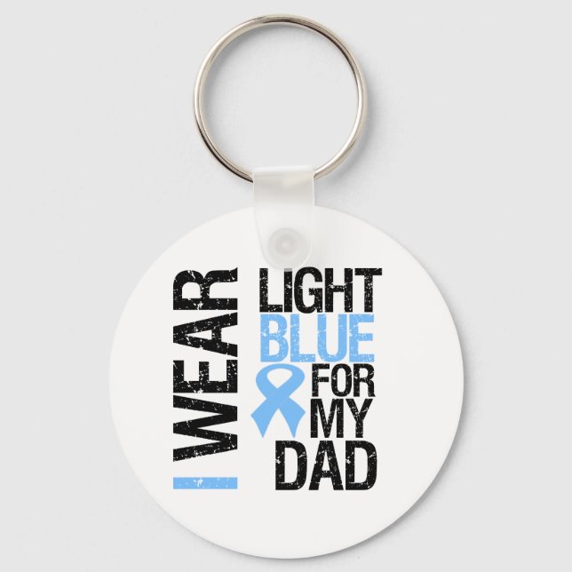 Prostate Cancer Light Blue Ribbon Dad Keychain (Front)