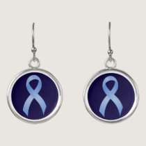 Prostate Cancer Light Blue Ribbon Earrings