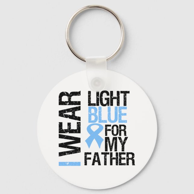 Prostate Cancer Light Blue Ribbon Father Keychain (Front)