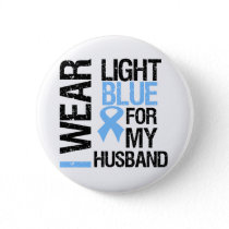 Prostate Cancer Light Blue Ribbon Husband Pinback Button