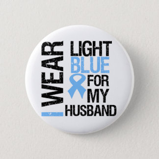 Prostate Cancer Light Blue Ribbon Husband Pinback Button