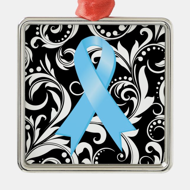 Prostate Cancer Ribbon Deco Noir Metal Ornament (Front)