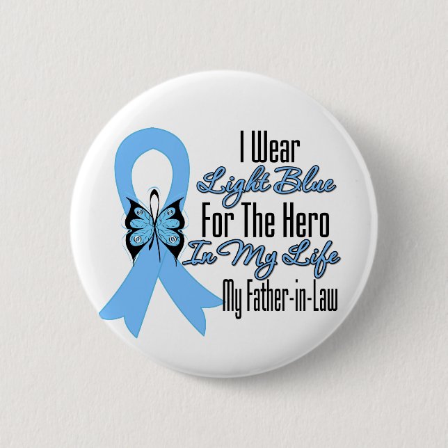 Prostate Cancer Ribbon Hero My Father in Law Button (Front)
