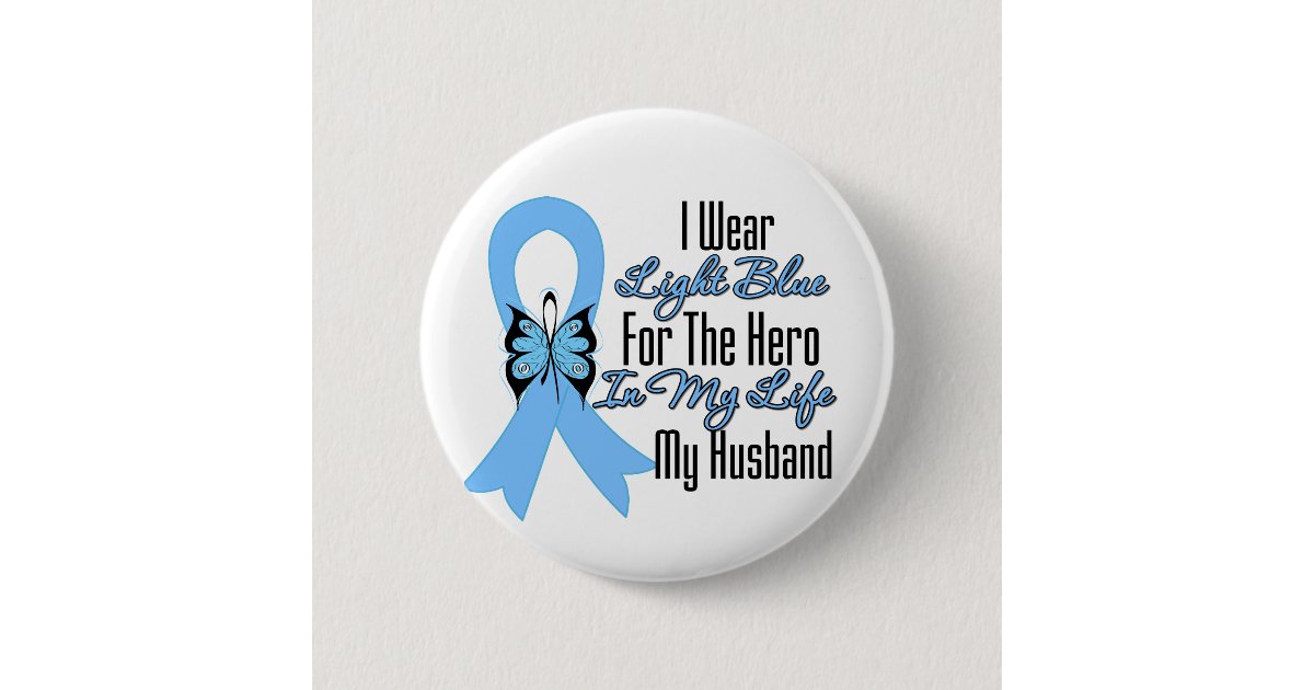 Prostate Cancer Ribbon Hero My Husband Button | Zazzle
