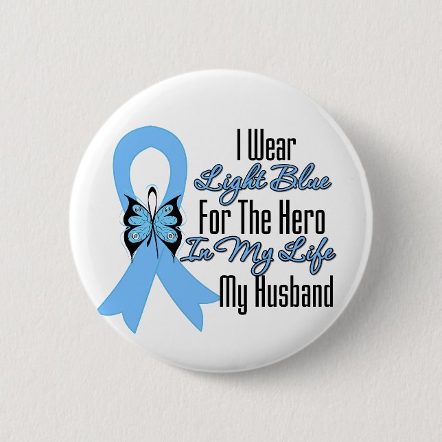 Prostate Cancer Ribbon Hero My Husband Button (Front)