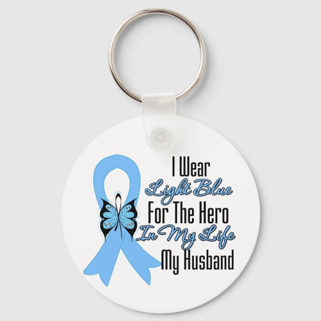Prostate Cancer Ribbon Hero My Husband Keychain (Front)