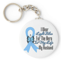 Prostate Cancer Ribbon Hero My Husband Keychain
