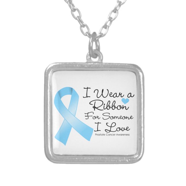 Prostate Cancer Ribbon Someone I Love Silver Plated Necklace (Front)