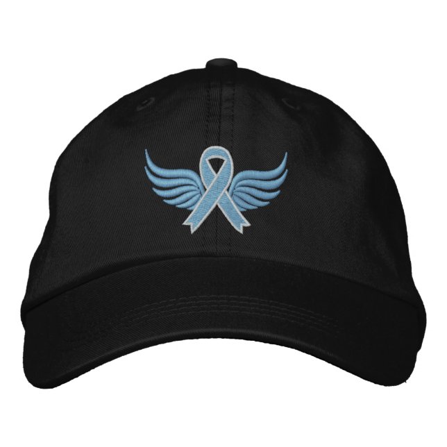 Prostate Cancer Ribbon Wings Embroidered Baseball Cap (Front)