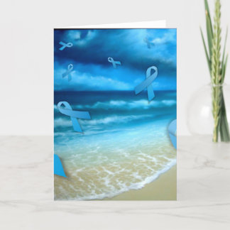 Prostate Cancer Ribbons Floaing Over the Beach Card