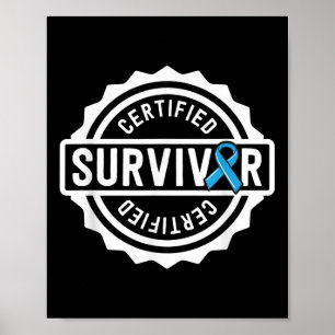 Prostate Cancer Survivor Gift For Men Blue Ribbon Poster