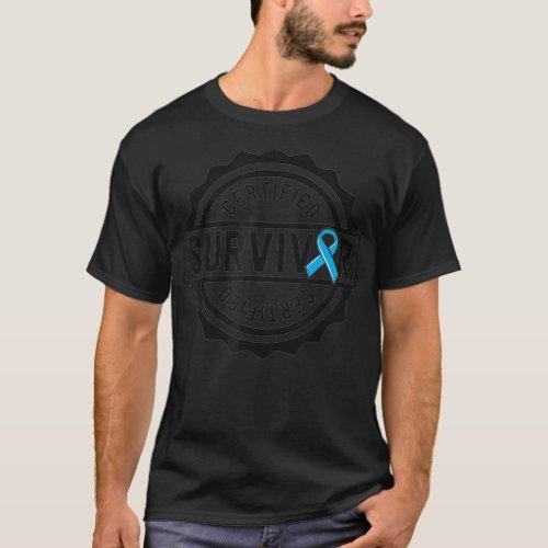 Prostate Cancer Survivor Gift For Men Blue Ribbon  T_Shirt