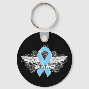 Prostate Cancer Winged SURVIVOR Ribbon Keychain