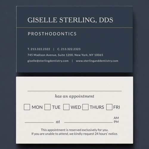 Prosthodontics Office Appointment Reminder Card