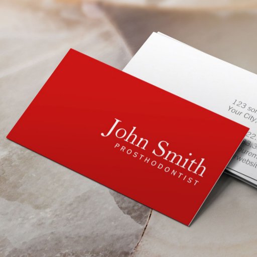 Customizable Simple Plain Red Prosthodontics Business Card