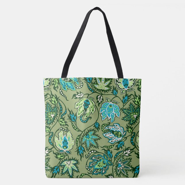 Protea Batik Hawaiian Tropical Floral Beach Bag (Front)