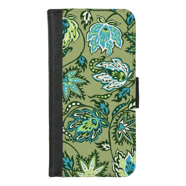 Protea Batik Hawaiian Tropical Floral  iPhone Wallet Case (Front)