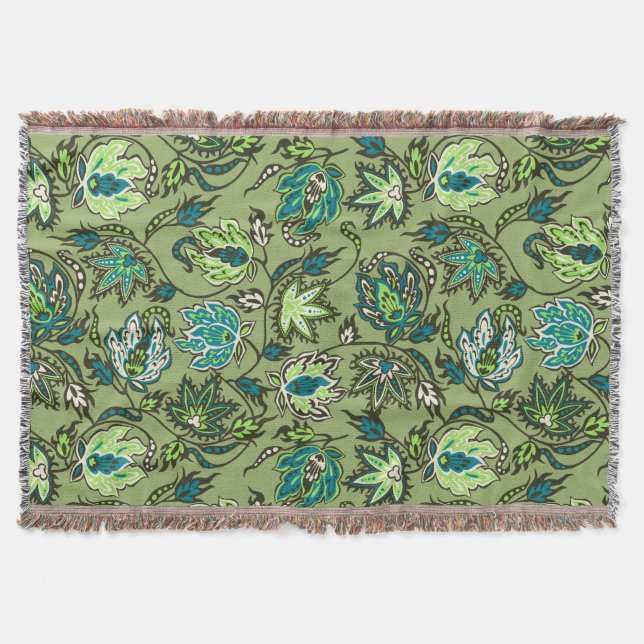 Protea Batik Hawaiian Tropical Throw Blanket (Front)