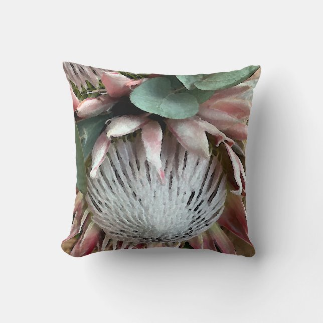 Protea Bouquet II Throw Pillow (Front)