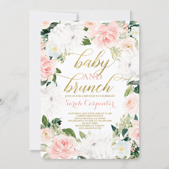 Protea floral Baby Shower girl brunch invitation (Front)