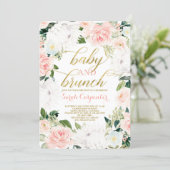 Protea floral Baby Shower girl brunch invitation (Standing Front)