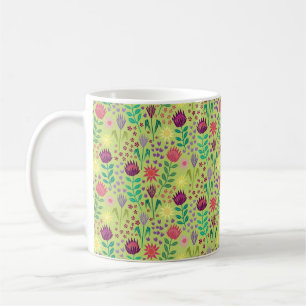 Protea Floral Block Print Millefleur cheery green Coffee Mug